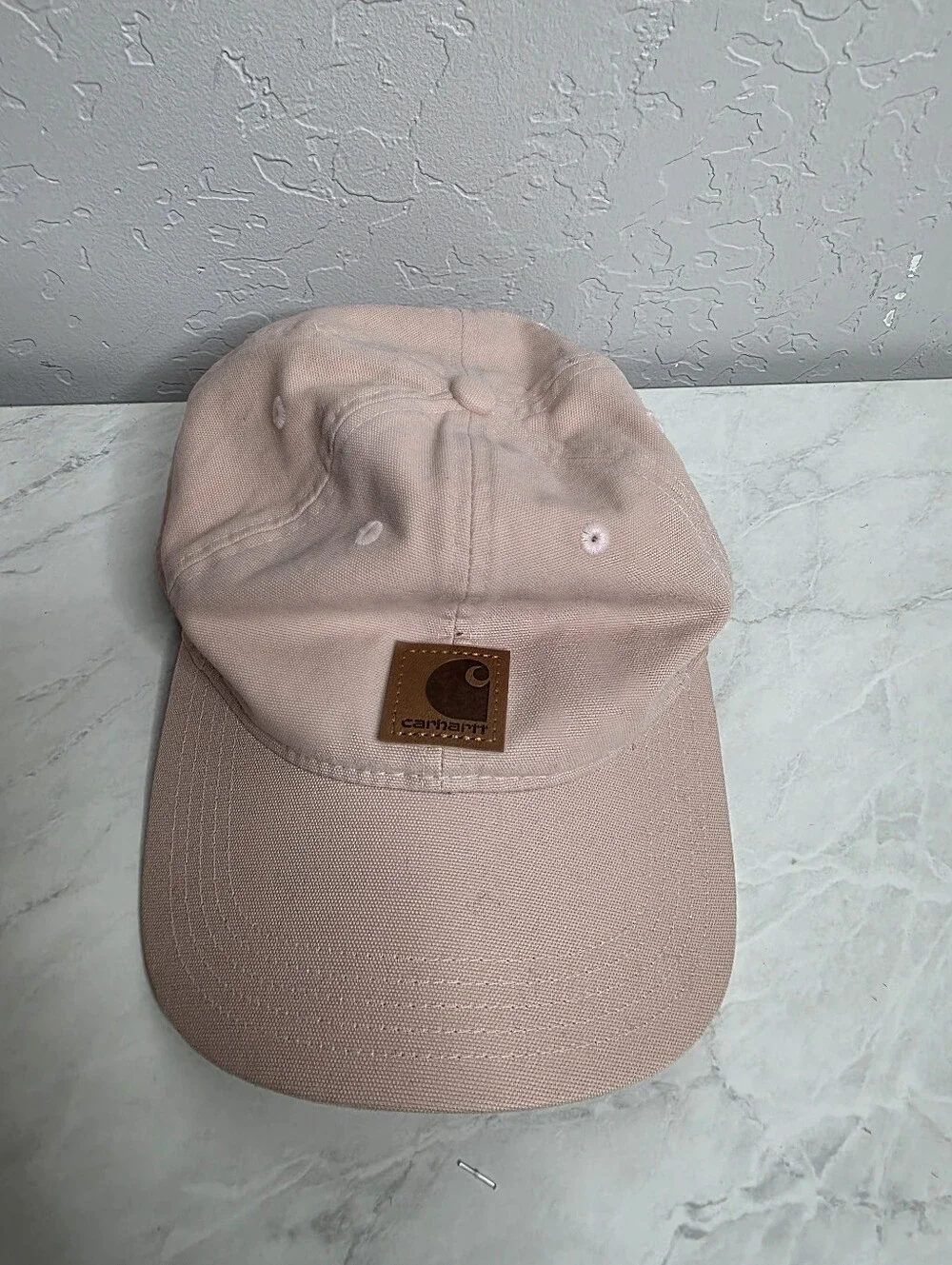 Carhartt Light Pink Canvas‎ Strapback Hat with Leather Patch